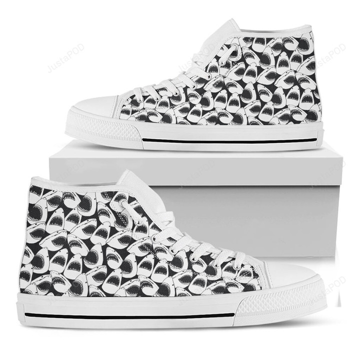 White And Grey Shark High Top Shoes
