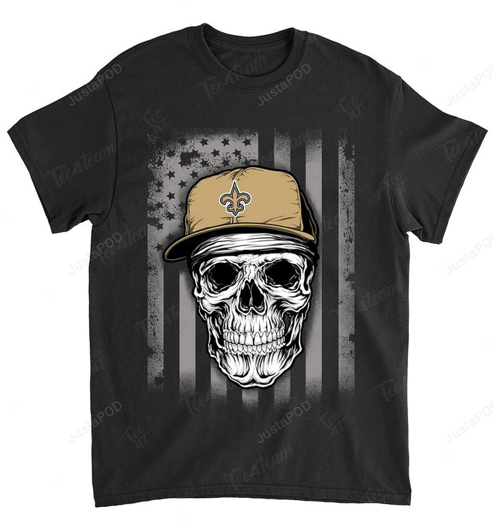 NFL New Orleans Saints Skull Rock With Hat T-Shirt