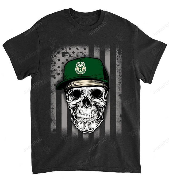 NBA Milwaukee Bucks Skull Rock With Hat T-Shirt