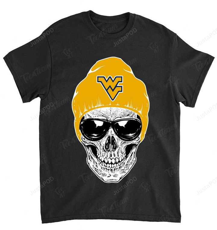 NCAA West Virginia Mountaineers Skull Rock With Beanie T-Shirt