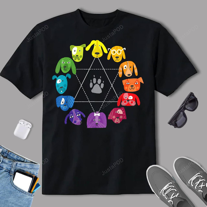 Color Wheel Educational Art Teacher Dog Themed Artist T-Shirt
