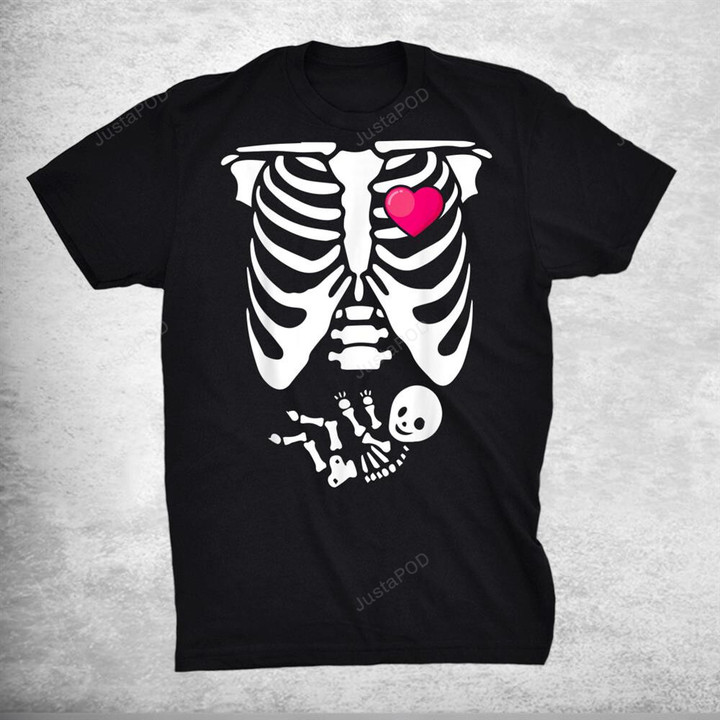 Matching Halloween Pregnancy Announcement Skeleton Couples T-Shirt