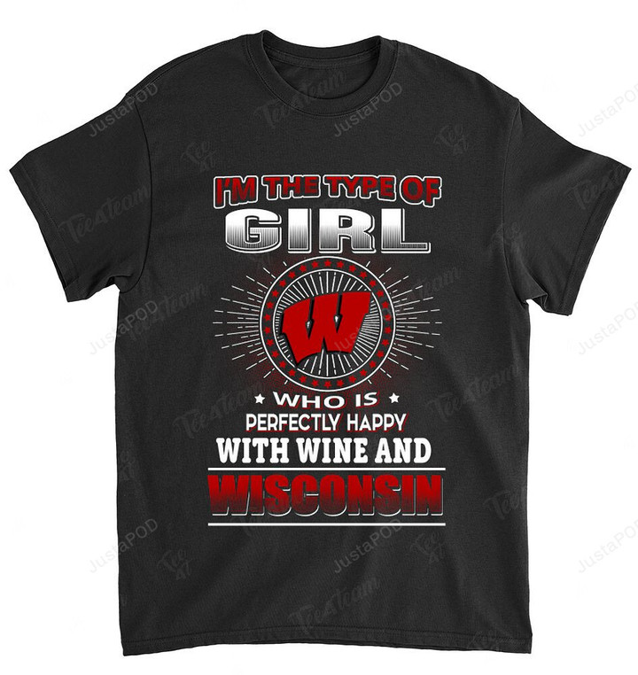 NCAA Wisconsin Badgers Girl Loves Wine T-Shirt