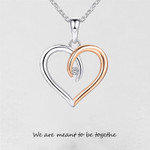 Diamond Heart Two-Tone Sterling Silver Forever Love Pendant Couple Necklace Valentine's Gife for Wife Girl Mum