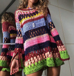 Crochet Rainbow Mini Dress