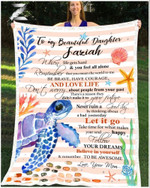 Fleece Blanket - Turtle - Daughter (Mom) - Remember To Be Awesome (Jaziah)