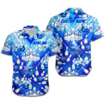 Hawaiian Aloha Shirts Blue Bowling Custom Name - 1