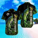 Gift For Father Bass Fishing Black Green Unisex Hawaiian Shirts - 1