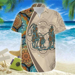 Awesome Team Roping Brown Mandala Unisex Hawaiian Shirts - Beach Shorts - 1