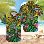 Colorful Lizard Green Tropical Unisex Hawaiian Shirts - 1