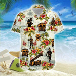 Hawaiian Aloha Shirts Firefighter Flowers - 1
