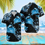 Blue Crab Tropical Black Unisex Hawaiian Aloha Shirts - 1