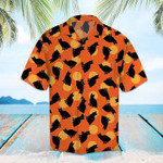 Orange Halloween Black Cat Pattern Hawaiian Shirts - 1