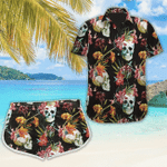 Tropical Skull Colorful Hawaiian Shirts Women Board Shorts VI - 1