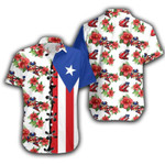 Hawaiian Aloha Shirts Puerto Rico Flag Hibiscus Coqui Frog 180521L - 1