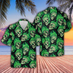 Green Flaming Skull Unisex Hawaiian Shirts - 1