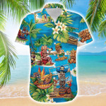 Amazing Tiki Surfing Enjoy Summer Blue Tropical Unisex Hawaiian Shirts - 1