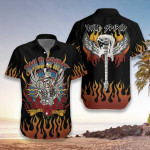 Skull Play Guitar Wild Spirit Hawaiian Aloha Shirts V - 1