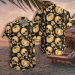 Hawaiian Aloha Shirts Halloween Pumpkin And Skull Pattern - 1