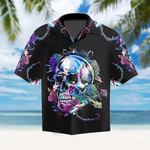Holographic Skull Rose Thorn Gothic Unisex Hawaiian Aloha Shirts DH - 1