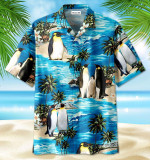 Penguin Family On Beach Unisex Hawaiian Shirts - 1