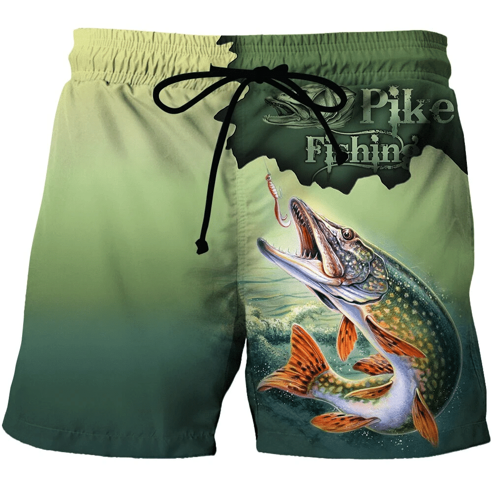 Pike Fishing Beach Shorts Gift for Fisherman KV - 1
