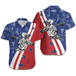 Hawaiian Aloha Shirts Lacrosse Player American Flag Custom Name - 1