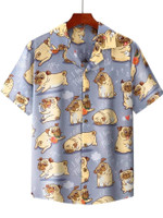 I Love Pug Purple Unisex Hawaiian Shirts - 1