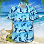 Blue Wave Kitesurfing Palm Tree Unisex Hawaiian Shirts - Beach Shorts - 1