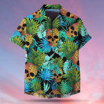Pineapple Skull Green Black Tropical Unisex Hawaiian Shirts - 1