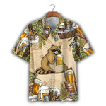 Funny Raccoon And Beer Unisex Hawaiian Shirts - Beach Shorts - 1