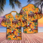 Interesting Horse Racing Pineapple Orange Unisex Hawaiian Shirts - 1