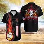 Flame Baseball Skull American Flag Hawaiian Shirts DH - 1