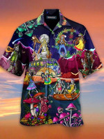 Hawaiian Aloha Shirts Dont Worry Be Hippie Skull - 1