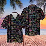 Hologram Hippie Mushroom Black Unisex Hawaiian Shirts - 1