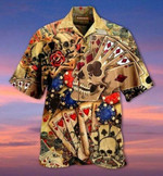 Gabling Poker Fire Skull Vintage Hawaiian Aloha Shirts KV - 1