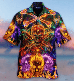 Danger Colorful Flaming Skull Unisex Hawaiian Shirts Va - 1