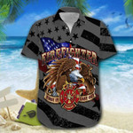 Hawaiian Aloha Shirts Firefighter Eagle Flag - 1