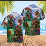 Funny Hippie Bigfoot Green Unisex Hawaiian Shirts - 1