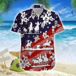 Amazing US Team Roping Keep Calm And Nod Your Head Red Navy Unisex Hawaiian Shirts - Beach Shorts - 1