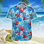 Hawaiian Aloha Shirts Water Polo Red Flowers - 1