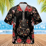 Amazing Guitar Combine Red Black Floral Unisex Hawaiian Shirts - 1
