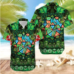 Amazing Glowing Kaleidoscope Dice Luck Green Unisex Hawaiian Aloha Shirts - 1
