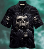 Scary Skull In The Darkness Gothic Unisex Hawaiian Aloha Shirts H - 1