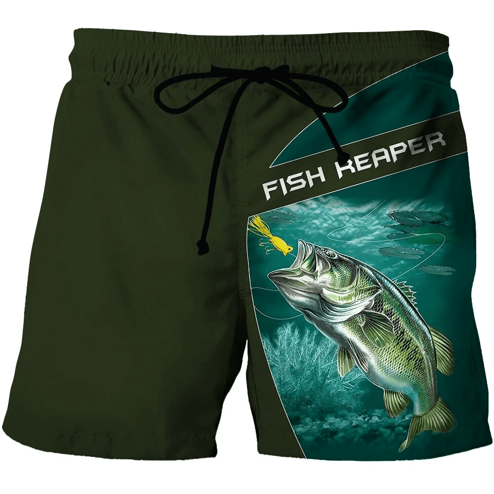 Fisher reaper green Beach Shorts Gift for Fisherman KV - 1