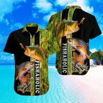 Gift For Father Fishaholic Black Green Unisex Hawaiian Shirts - 1