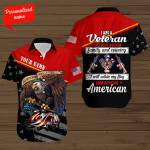Custom Name black Red Patriot Eagle I Believe In God I Am A American Unisex Hawaiian Shirts - 1