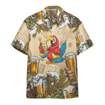 Vintage Parrot Drinking Beer Hawaiian Aloha Shirts - Beach Shorts DH - 1