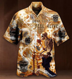 Halloween Skull Drink Coffee Feel Alive Hawaiian Aloha Shirts DH - 1