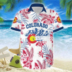 Simple Colorado White Red Hibiscus Pattern Unisex Hawaiian Shirts - Beach Shorts - 1